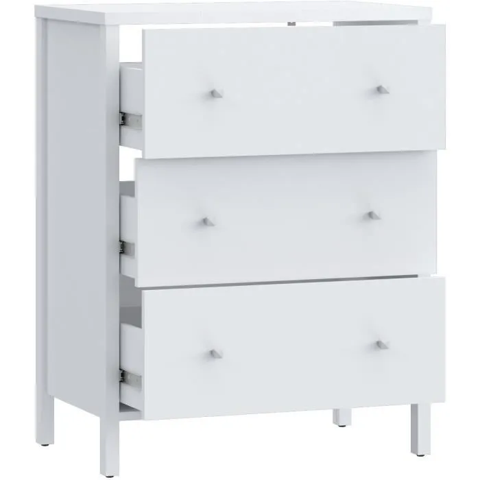 IPSARION Mueble de Baño IPQZ2111 Blanco 3 Cajones L64 x P40 x H83 cm