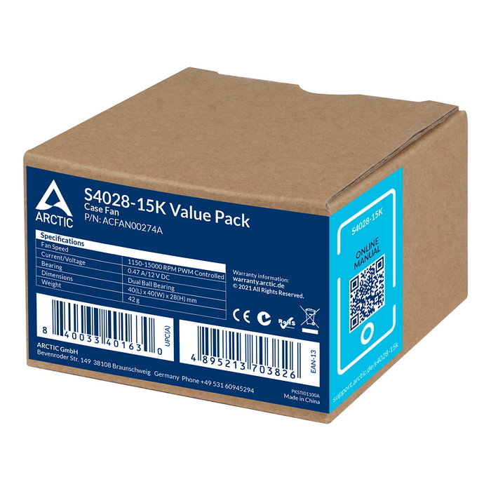 ARCTIC S4028-6K Ventilador de Servidor 40mm Value Pack de 5 Piezas, PWM, 250-6000 RPM, 12.06 m3/h, Negro