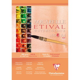Bloc De Dibujo Clairefontaine Etival Acuarela Encolado Blanco Grano Fino A4 300G 10H (Set de 5)