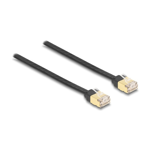 DeLOCK Cable de red retráctil RJ45 Cat.6A U/FTP 1,5 m Negro/Amarillo