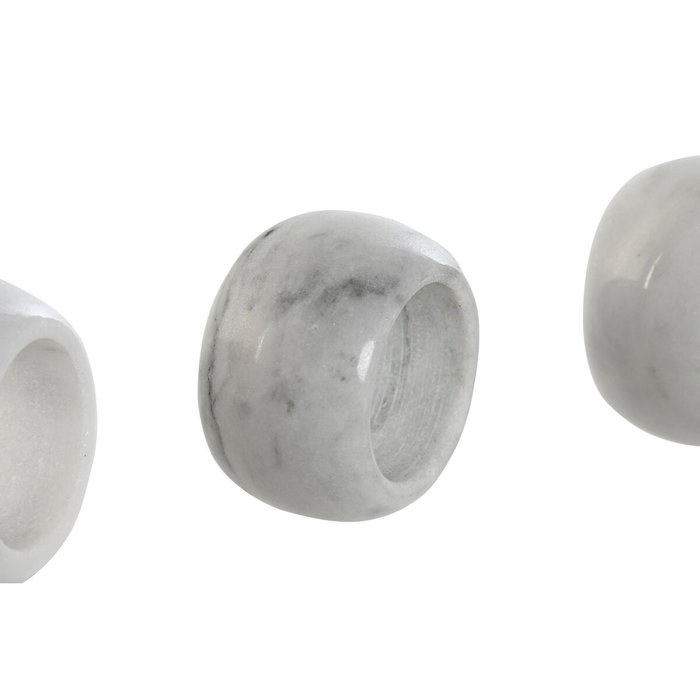 DKD Home Decor Set de 4 Servilleteros de Mármol Blanco