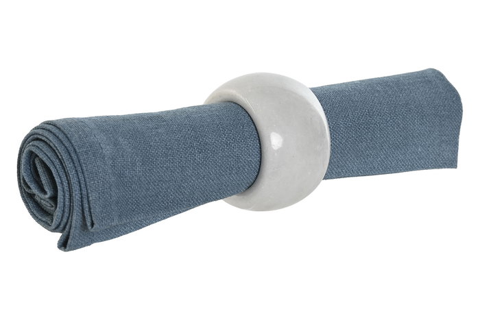 DKD Home Decor Servilletero Básicos Blanco Mármol Set de 4 Piezas 4.8 x 3.3 x 4.8 cm