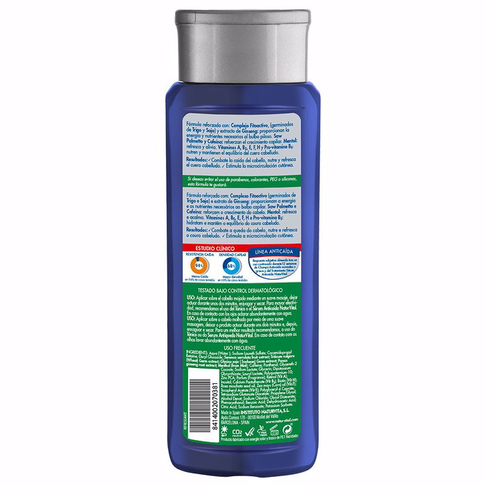 Natur Vital Champú Anticaída y Refrescante con Ginseng y Cafeína para Cabello Fuerte - 300 ml