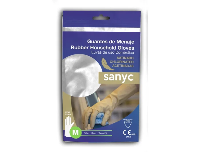 Blanca Guantes de Latex Satinados con Relieve Antideslizante sin Polvo Talla Mediana Pack 2 Unidades para Hostelería y Manipulación de Alimentos 305x4x110 mm