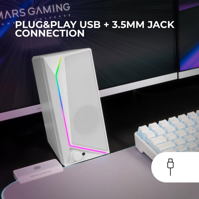 Mars Gaming MS72W Altavoces Gaming 2.0 RGB Blanco 15W RMS