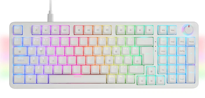 Mars Gaming MKPROWBES Teclado Mecánico Gaming MKPRO RGB, Switches Hot-Swap Blue, Formato Completo, Iluminación RGB, Conexión USB-C, Layout Español - Blanco