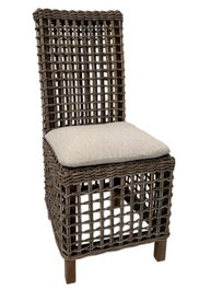 DKD Home Decor Silla de Madera de Mahogany y Ratán Marrón