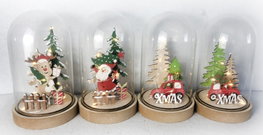 DKD Home Decor Decoración Luminosa de Madera con LED Multicolor Surtido de 4
