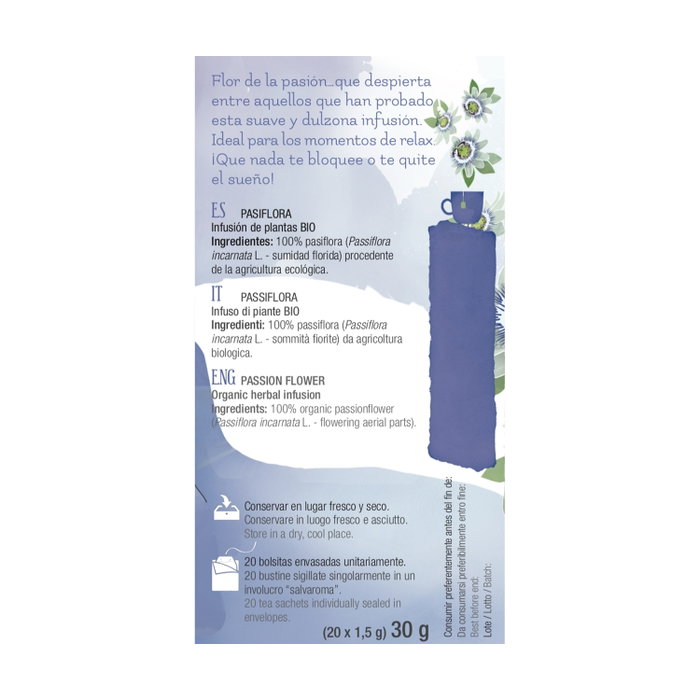 Santiveri SANAFLOR PASIFLORA BIO Infusión 20 bolsitas infusoras