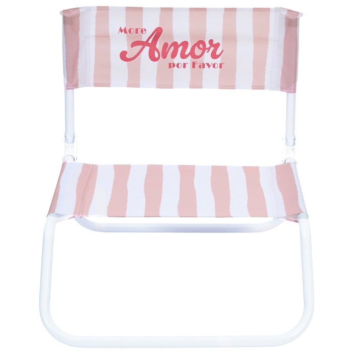 Home Deco Factory Silla Playa Plegable Dolce Vita Rosa - Estructura Hierro, Textil Poliéster Hidrófugo para Exterior