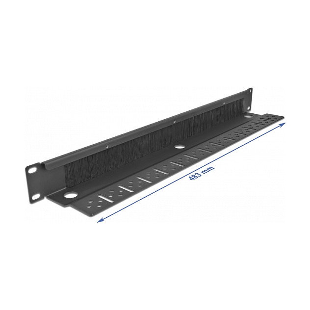 DeLOCK Regleta de cepillos para gestión de cables 19 pulgadas 1U negro