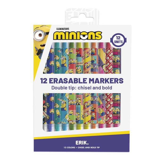 ERIK Blister de 12 rotuladores borrables Minions