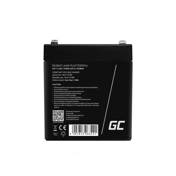 Green Cell AGM45 Batería para USV 12V 5,3Ah Green Cell AGM45 Batería para USV 12V 5,3Ah