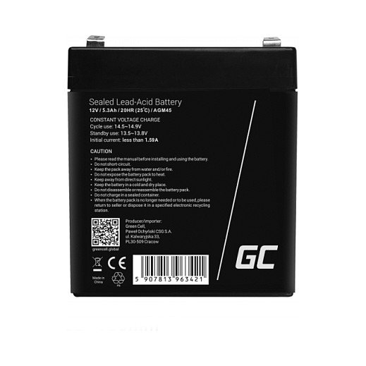 Green Cell AGM45 Batería de Plomo-Ácido 12V 5,3Ah - VRLA para SAI