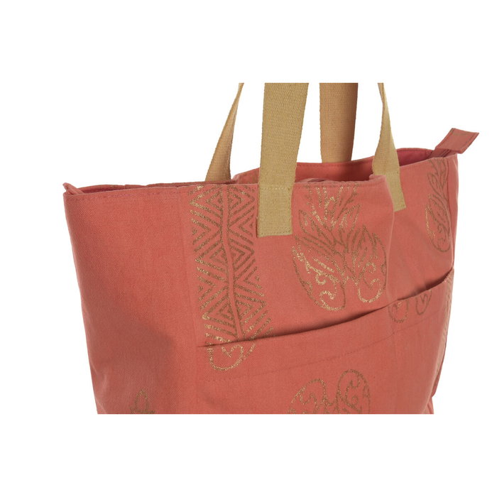 DKD Home Decor Surtido de 3 Bolsos de Algodón Boracay Verde, Coral y Beige