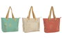 DKD Home Decor Surtido de 3 Bolsos de Algodón Boracay Verde, Coral y Beige