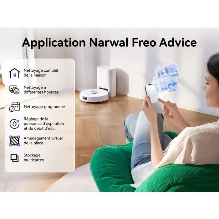 Narwal Robot aspirador y fregador Freo S, NAR6972075737232, 8000 Pa, Autovaciado 180 días, Navegación LDS, Mapeo 3D