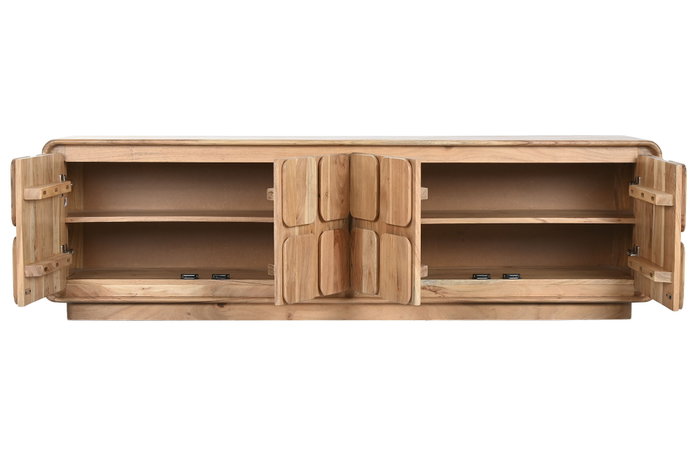 DKD Home Decor Mueble TV Moderno Natural Acacia y MDF 4 Puertas