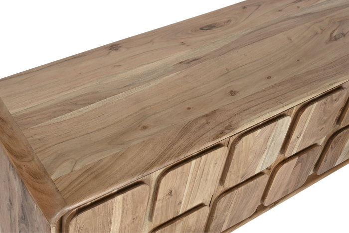 DKD Home Decor Mueble TV Moderno Natural Acacia y MDF 4 Puertas