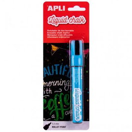Apli Marcador Tiza Líquida Punta Redonda 5.5 mm Azul Blíster 1 Ud