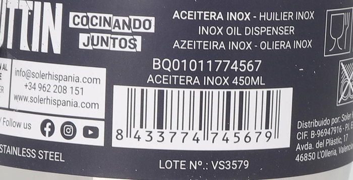 Quttin Aceitera Inox 450ml