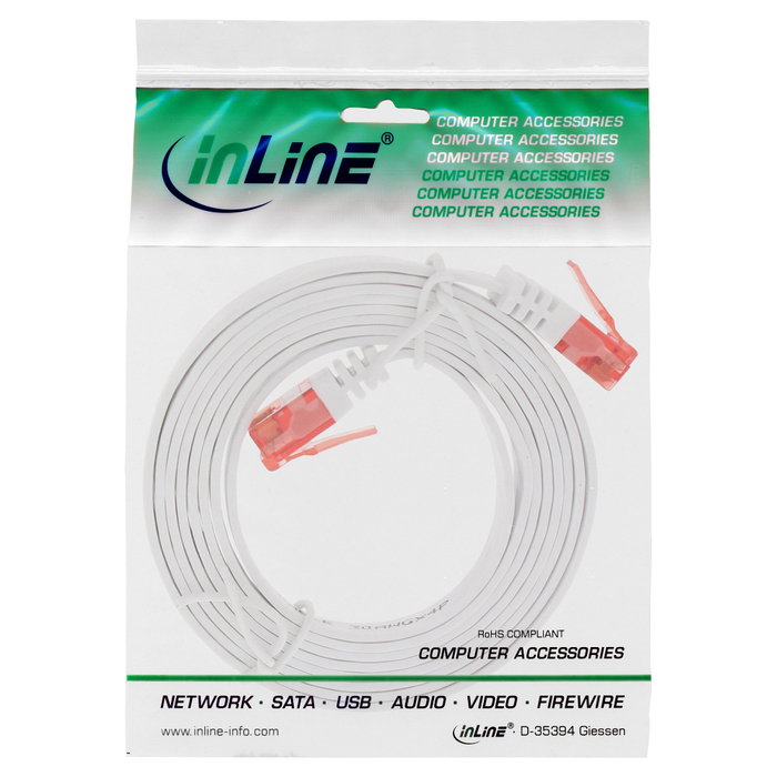 Sonstige InLine 71602W Patchkabel flach U/UTP Cat6 blanco 2m