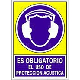 DUVER Señal de seguridad plastificada ES OBLIGATORIO USO PROTECCION ACUSTICA 420x297 mm