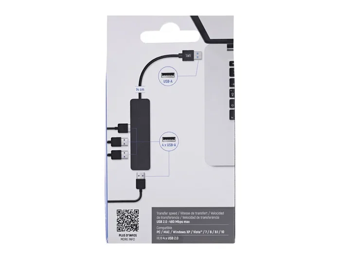 TNB FIRST Hub 4x USB-A 2.0 Negro