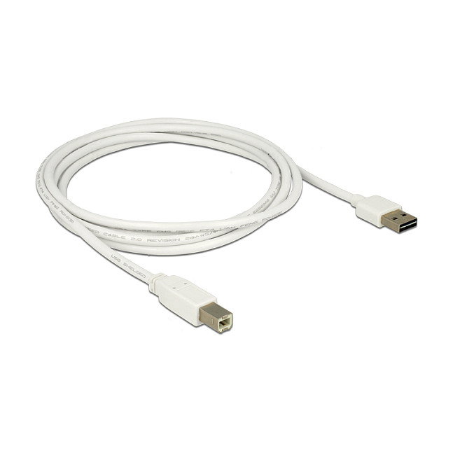 DeLOCK Cable USB 2.0 Tipo-A a Tipo-B de 2 m, Blanco
