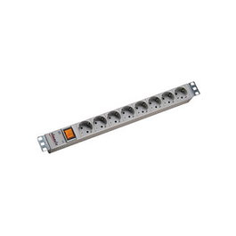 Bachmann Regleta de 8 tomas con interruptor y aluminio de 19 pulgadas