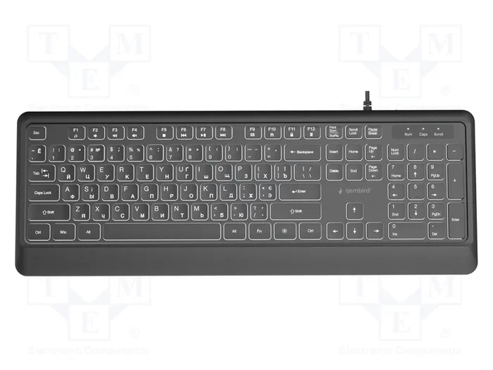 Gembird Teclado Slim con Retroiluminación LED, Negro, Distribución RU Gembird Teclado Slim con Retroiluminación LED, Negro, Distribución RU