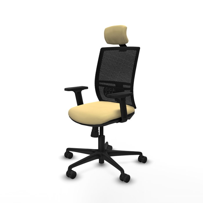 PIQUERAS Y CRESPO Silla de oficina Yunquera con mecanismo Sincro, Crema y Negro