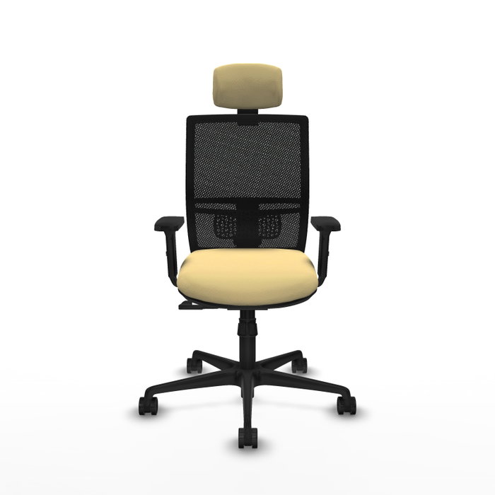 PIQUERAS Y CRESPO Silla de oficina Yunquera con mecanismo Sincro, Crema y Negro
