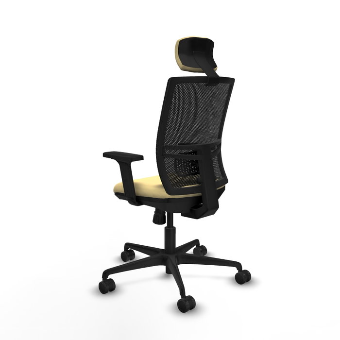 PIQUERAS Y CRESPO Silla de oficina Yunquera con mecanismo Sincro, Crema y Negro