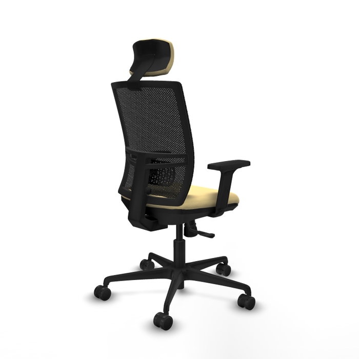 PIQUERAS Y CRESPO Silla de oficina Yunquera con mecanismo Sincro, Crema y Negro