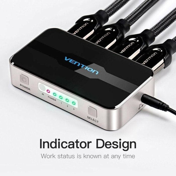 Vention Duplicador HDMI AFFH0 4x HDMI Hembra a HDMI Macho Gris Vention Duplicador HDMI AFFH0 4x HDMI Hembra a HDMI Macho Gris