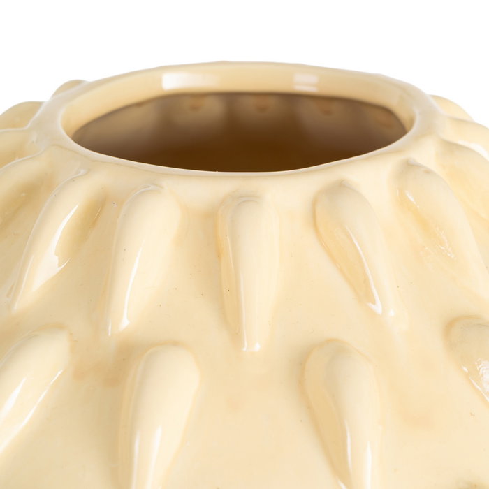 Jarrón Crema Cerámica Decoración 27 X 27 X 26 cm