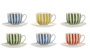 DKD Home Decor Taza Mediterraneo Set de 6 Unidades Coral, Amarillo, Verde, Azul 8.7 x 6.8 x 11 cm Porcelana