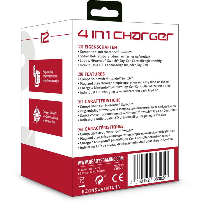 ready2gaming Cargador 4 en 1 para Nintendo Switch ready2gaming Cargador 4 en 1 para Nintendo Switch