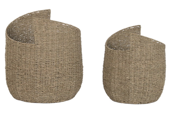 DKD Home Decor Set de 2 Cestas de Seagrass y Metal Natural 43x43x49 cm DKD Home Decor Set de 2 Cestas de Seagrass y Metal Natural 43x43x49 cm