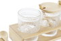 DKD Home Decor Set de 3 Azucareros de Cristal y Bambú 300ml