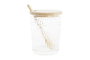 DKD Home Decor Set de 3 Azucareros de Cristal y Bambú 300ml