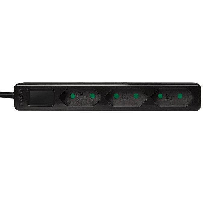 LogiLink Regleta de enchufes con 3 tomas de tipo euro, negro