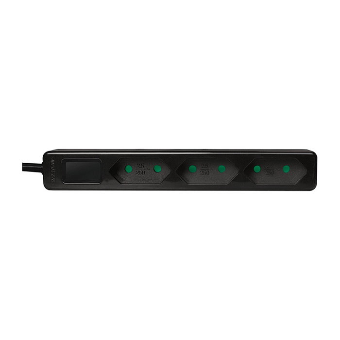 LogiLink Regleta con 3 tomas de corriente tipo Euro, negro