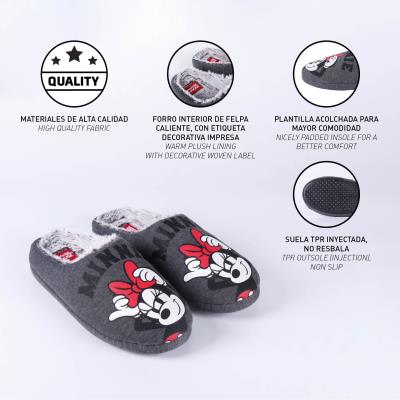 Zapatillas De Casa Abierta Minnie Gris 40-41