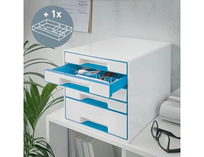Leitz Wow Desk Cube Fichero de 5 cajones azul/blanco Leitz Wow Desk Cube Fichero de 5 cajones azul/blanco