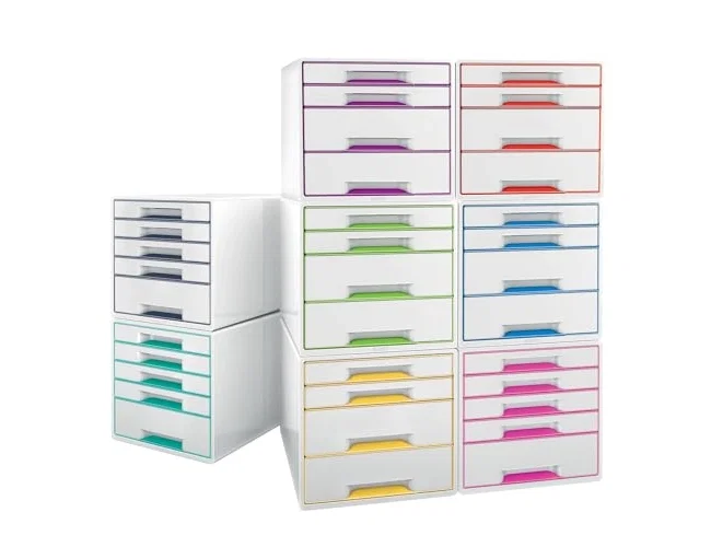Leitz Wow Desk Cube Fichero de 5 cajones azul/blanco Leitz Wow Desk Cube Fichero de 5 cajones azul/blanco