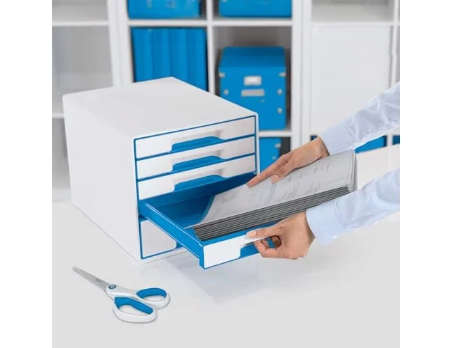Leitz Wow Desk Cube Fichero de 5 cajones azul/blanco Leitz Wow Desk Cube Fichero de 5 cajones azul/blanco