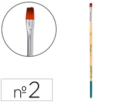 Liderpapel Pincel nº 2 Punta Plana Pelo Sintético para Acrílica y Acuarela Certificado FSC