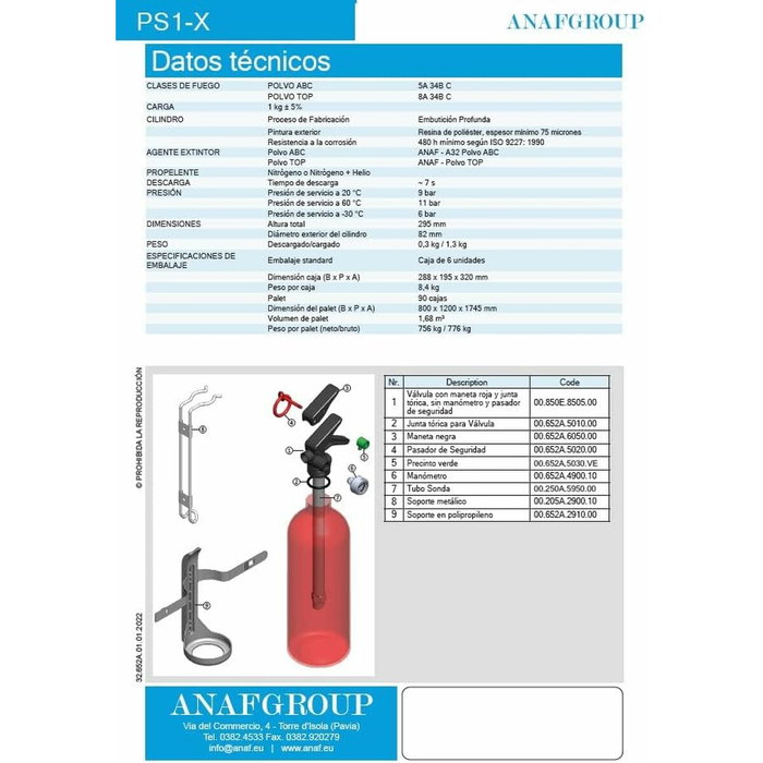 Anaf Group Extintor de polvo 1kg fuegos ABC Anaf Group Extintor de polvo 1kg fuegos ABC